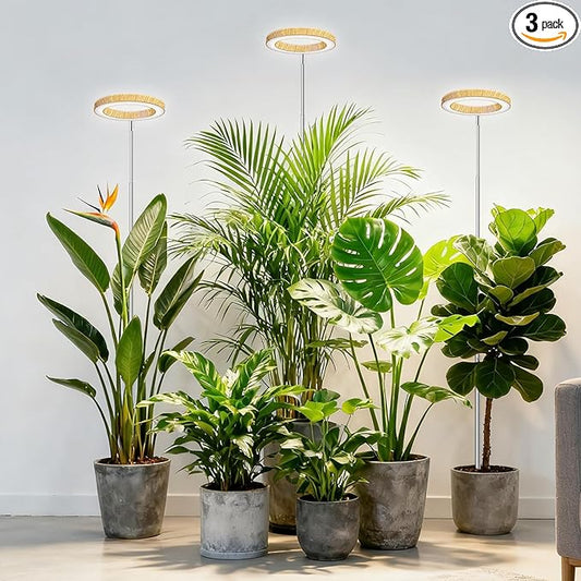 Grow Light, Full Spectrum LED Plant Lighs for Indoor Growing with 6/12/16H Timer, 3 Color Modes, 5 Brightness, 10"-60" Height Adjustable Plant Grow Lamp for Tall Indoor Plants (3 Pack)