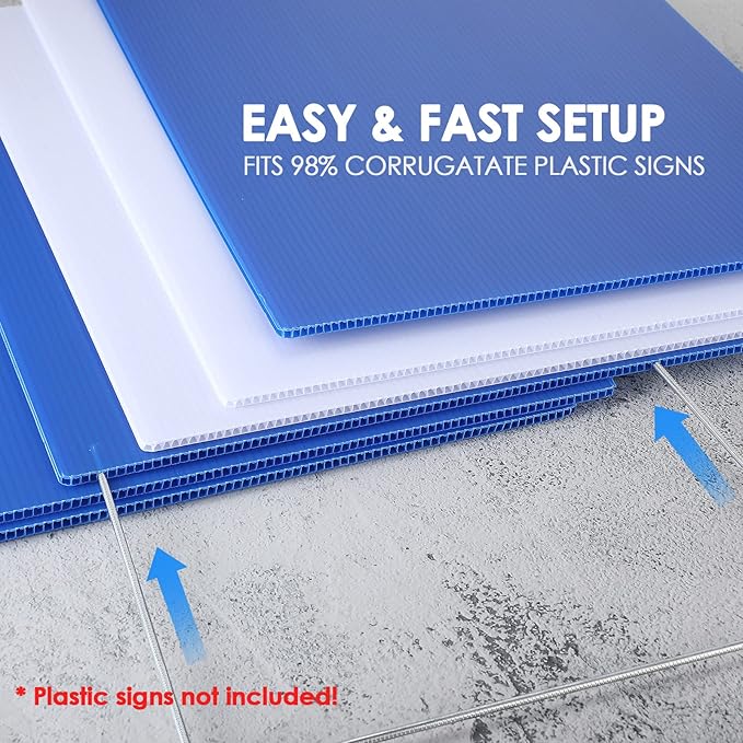 Therwen 200 Pcs Yard Sign Stakes 20'' x 10'' Metal H Heavy Duty Frame Wire Stakes Galvanized Lawn Sign for 4mm 5mm Corrugated Advertising Board Yard Garage Holder Halloween Decor