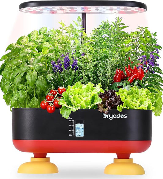Hydroponic Growing System Kit 16 Pods, Smart Herb Garden with 24W Full Spectrum LED Grow Light, Indoor Garden Planter for Home/Office/School (Black)