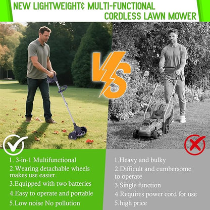 Weed Wacker Cordless Adjustable Weed Eaters 3 in 1 Electric String Trimmer Lawn with Two Battery with Charger Comes with Multiple Blades for Yard,Green,Garden(Black)