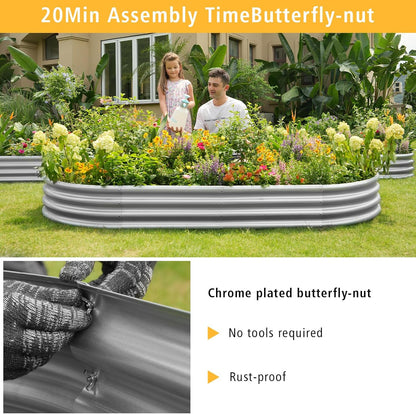 Garden 2Pcs 4x2x1ft Galvanized Raised Garden Bed Kit - Metal Planter Boxes for Vegetables/Herbs/Flowers, Heavy-Duty Steel Outdoor Garden Box with Reinforced Edges