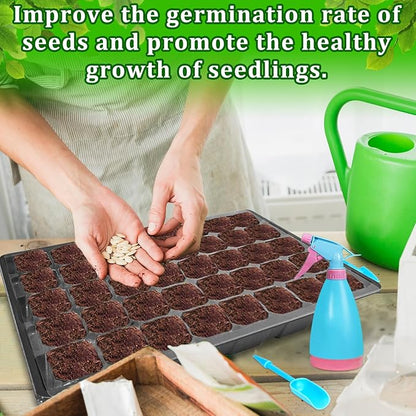 Halatool 2 Pack Seed Starter Trays with 80 Pcs Coco Pellets, Greenhouse Indoor Seed Germination System for Herbs Vegetables Flowers, Seed Starter Kit