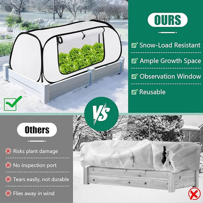 ANGAR 2Pack Pop Up Winter Garden Covers for Raised Beds, 45" x 22" x 16"Plant Covers Freeze Protection, Garden Rows Greenhouse Raised Bed Cover for Seedlings Vegetable Fruits Rows, Includes 16 Stakes