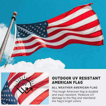 American Flags for Outside 6x10, US Flag Outdoor Heavy Duty, Embroidered Stars/Sewn Stripes/UV Protection/Brass Grommets, USA Flags High Wind