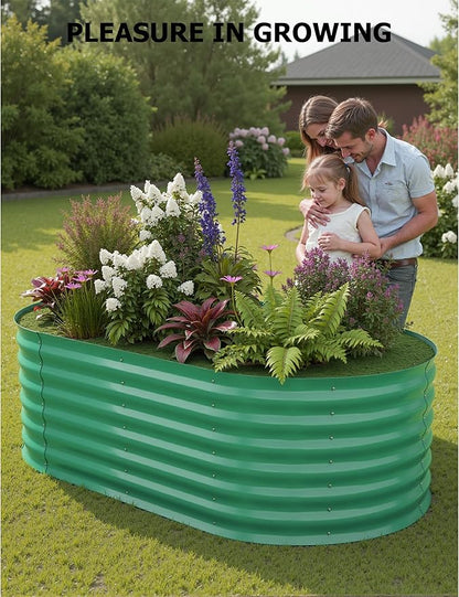 2 Pcs Raised Garden Beds Outdoor 6x3x2 ft - Galvanized Steel Planter Box for Vegetables, Flowers, Rust-Resistant Garden Box, Easy Assembly Raised Beds, Durable Planters for Outdoor Plants, Green