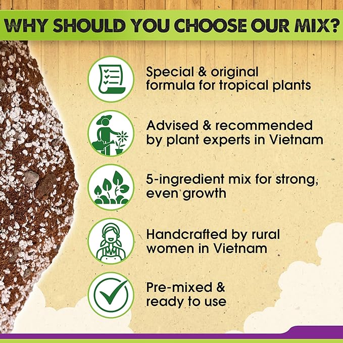 DUSPRO Recycle Tropical Potting Mix Pre-Mixed 5in1 with Pine Bark, Coco Coir, Perlite, Worm Casting & Pumice Ideal Aroid Mix Soil for Monstera, Pothos, Philodendron, Other Indoor HousePlants 8QRT
