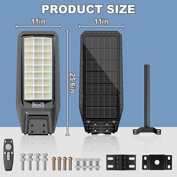 8500W Solar Street Light Outdoor Waterproof, 250000LM Large Commercial Light Solar Powered Dusk to Dawn LED Security Flood Lights with Remote/Motion Sensor, IP67 for Parking Lot/Garden/Yard