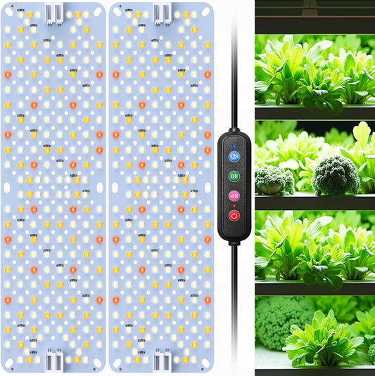 Full Spectrum Grow Lights, 24W Plant Grow Lights for Indoor Plants with Daisy Chain Function, Sunlike Spectrum, 384 LEDs and 4/8/12/16/20H Timer for Seed Starting(Pack2)