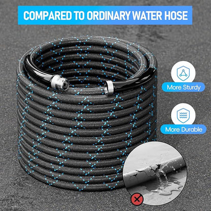 SPECILITE Garden Hose 75ft, 3-Layer Flexible Water Hose with 8 Pattern Spray Nozzle, Non-Expanding & Lightweight Stainless Steel Hose for Yard, Lawn, Outdoor-Leak Proof, No-kink & Tangle-free