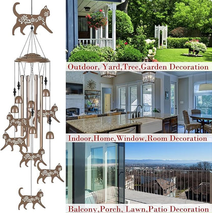 Outdoor Cats Wind Chimes Decor, Portable Mobile Wind Catcher, Sympathy Wind Bells, Memorial Gifts for Mom, Housewarming, Blessing WindChimes(Outside/Indoor/Home/Room/Porch/Yard/Tree/Garden Decorate)