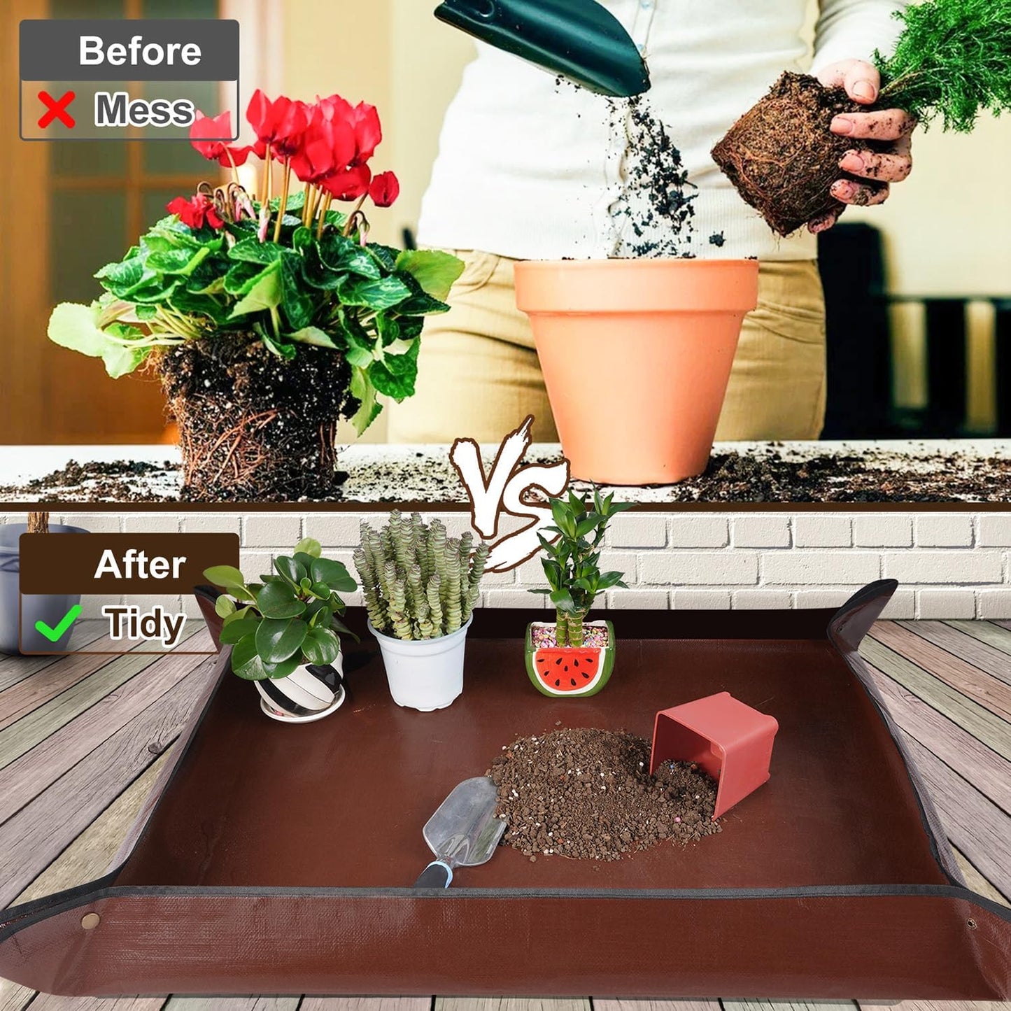 39.5"x 31.5" Large Repotting Mat for House Plant Transplanting and Potting Soil Control Portable Gardening Tray Plant Gifts for Plant Lovers