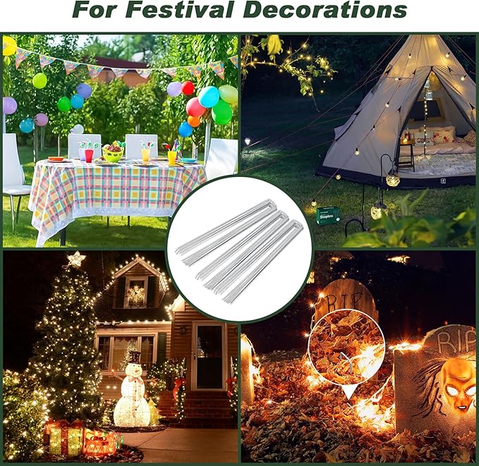 FEED GARDEN 6 Inch 50 Pack Hot-dip Galvanized Landscape Staples Plant Cover Stakes 11 Gauge Tent Stakes Garden Stakes Landscaping Fabric SOD Pins Yard Stakes for Decoration Weed Barrier Fabric