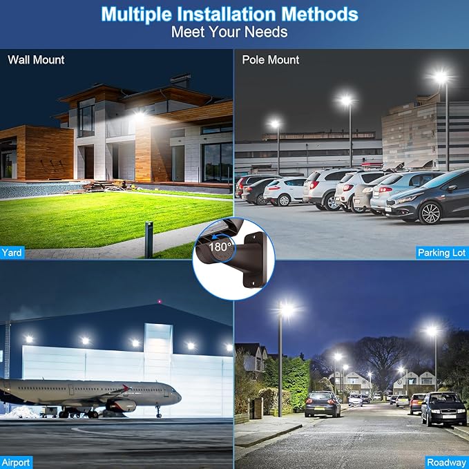 ledmo 480W LED Parking Lot Light, Dusk to Dawn Outdoor Commercial Area Lighting, IP65 Exterior 5000K 72000LM Super Bright Security Flood Light Heavy Duty 2 Pack