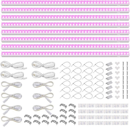 Barrina Grow Lights for Indoor Plants, Full Spectrum, 4ft 160W (8 x 20W), LED Grow Light Strip for Seed Starting, Greenhouse, Plug and Play, 8-Pack