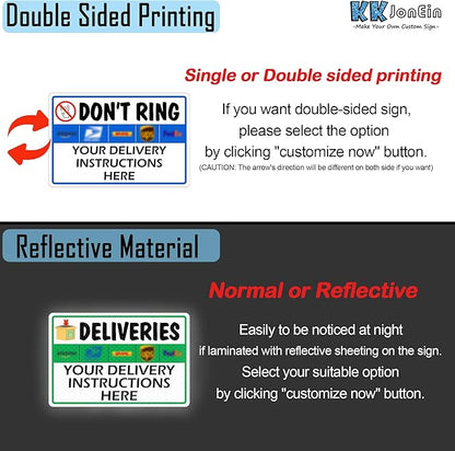 Custom Metal Delivery Sign for Packages, Waterproof Personalized Leave Packages Sign for Home, Leave Your Delivery Instruction on Signage (white, 12"x8")