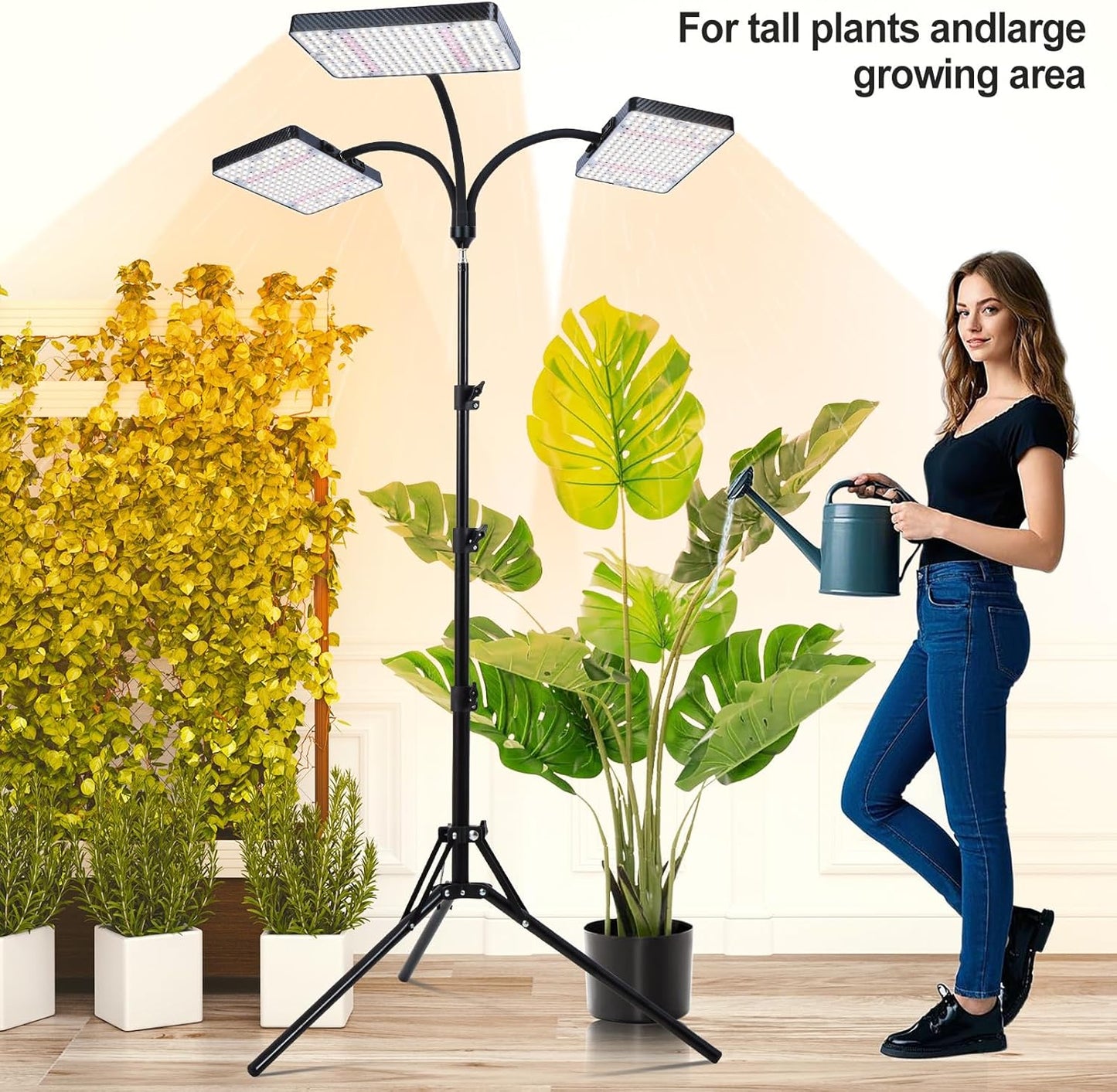 Grow Light with Stand, Orchbloom Grow Lights for Indoor Plants 75W, Natural Sunlight Full Spectrum Plant Growing Lamps for Houseplants & Bonsai Tree, 4/8/12 Hr Timer Plant Light Auto On/Off Everyday