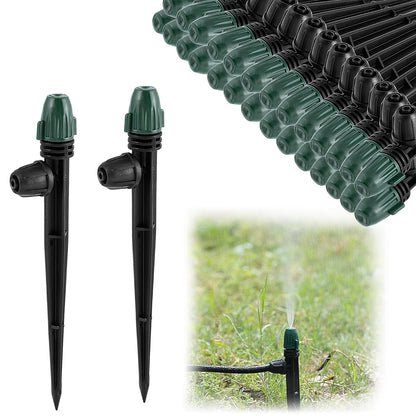 30Pcs Irrigation Misters Emitters for 1/4" Drip Tubing,Adjustable 360 Degree Automatic Atomizing Nozzles on 6.3" Arrow Stake Micro Spray Irrigation Kits for Patio Misting Plant Watering System