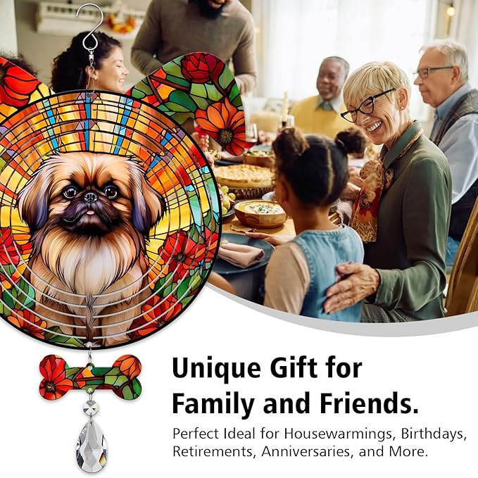 Pekingese Dog Ears Wind Spinner, Pekingese Wind Spinner Hanging for Yard and Garden
