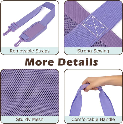 Mesh Beach Bag, Large Beach Tote with Zipper Pocket for Family Pool Bag for Toys & Vacation Essentials