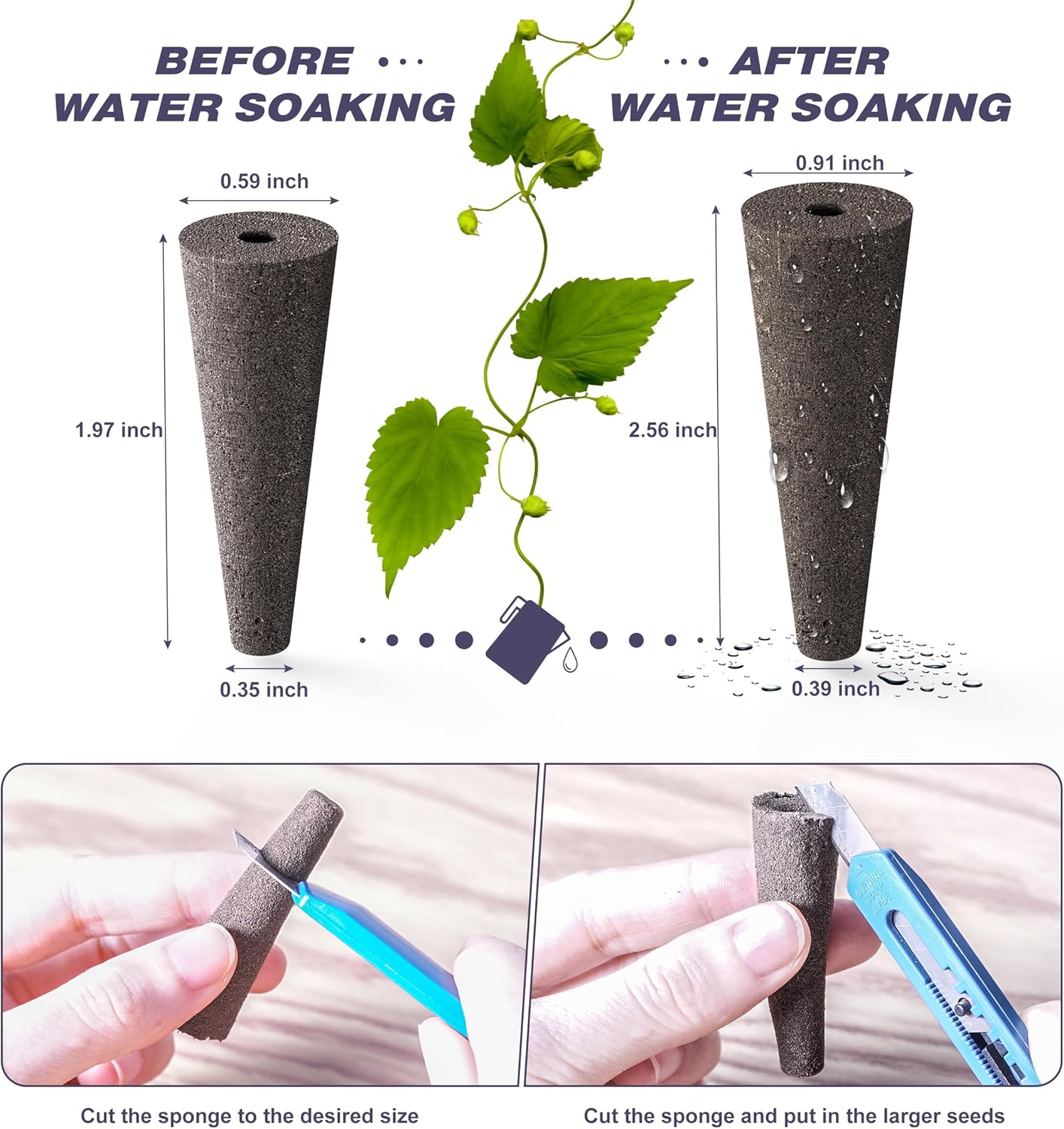 125 PCS Hydroponic Pods for Aerogarden, Grow Anything Seed Pod Kit with 50 Grow Sponges, 50 Labels 12 Grow Baskets, 12 Grow Domes and 1 Tweezers - Compatible with Hydroponics Growing System Kit