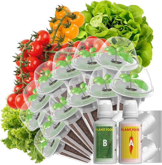 LYKO Low-Calorie Salad Seed Pods for AeroGarden, Ahopegarden, iDOO Hydroponics Growing System, 350 Seeds+ Including American Fast Lettuce, Buttercrunch Lettuce, Red Tomato, Golden Tomato (12-Pods)