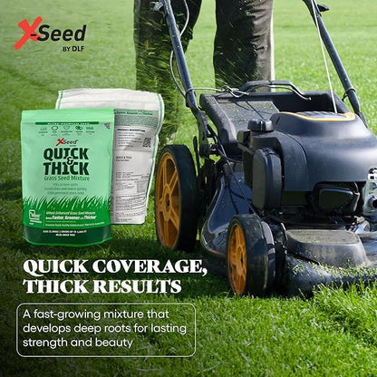 X-Seed Ultra Premium Quick and Thick Lawn Seed Mixture – Rapid Germination for Any Lawn, Dense Coverage in Sun to Shade, High-Traffic Areas, Fescue, Kentucky Blue, & Perennial Ryegrass Blend, 3lb Bag