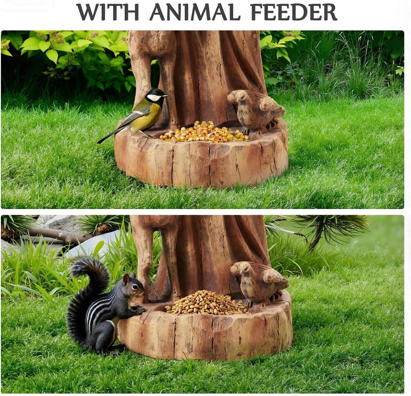 St Francis Garden Statue Outdoor, 25" H Religious Saint Francis of Assisi Catholic Statue with Bird Feeder for Patio Yard Home Decor