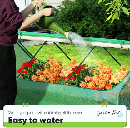 Quictent Raised Garden Bed Galvanized Raised Beds for Gardening Vegetables with Cover 8x4x1 ft Metal Planter Box Outdoor Use (Green)