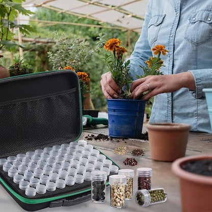 Seed Storage Box, Portable Seed Saving Box, Sturdy Seed Organizer Kit Seed Envelopes Funnel Label, Seed Container for Flower Plants Vegetable Seed, M-60 Slots