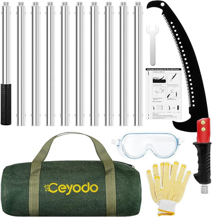 Manual Pole Saw 15ft, Lightweight Manual Stainless Steel Extension High Pole Pruning Pole Saw for Tree Trimming Branches at Forestry Yard Garden Patio