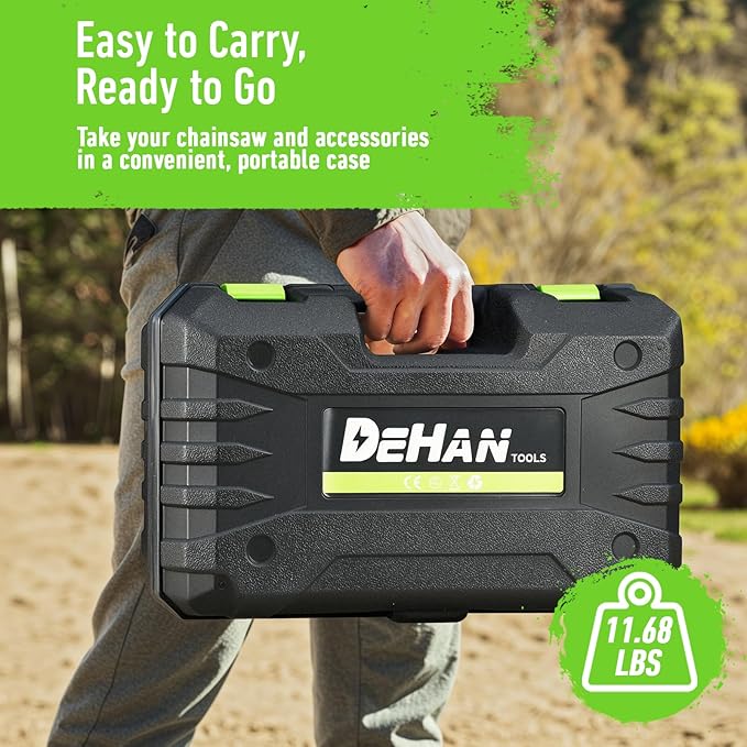 12-Inch Brushless Chainsaw, Cordless Chain saw,1000W Motor with 2 × 4.0Ah Batteries & 2 Guide Bars, 3 Chains, Lightweight Handheld Saw for Tree Trimming, Wood Cutting, Pruning