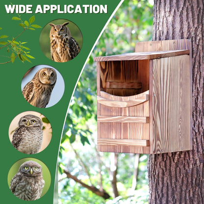 Premium Cedar Owl House Outdoor - Handcrafted Large owl Nesting Box, Birdhouse kit, Perfect for barn Owls, Screeching Owls and Backyard Birds (14.5 "x 9" x 8.6 ")