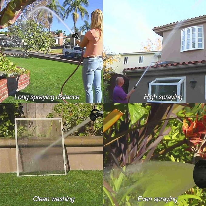 Garden Hose Nozzle, Heavy Duty Metal Hose Sprayer Nozzle Hose Sprayer Water Hose Nozzle Perfect for Cleaning, Watering Garden Street, Washing Cars, Bathing Pets (Metal, Fireman Style Nozzle)