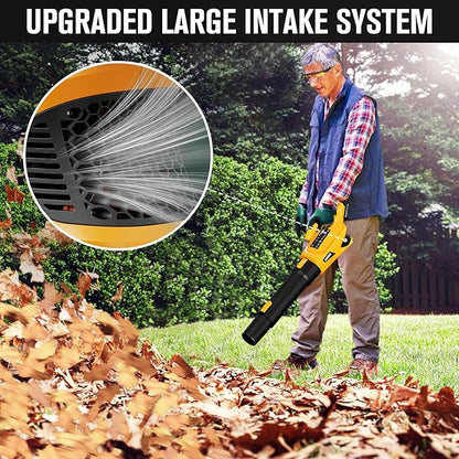 Leaf Blower Cordless 21V 500CFM Powerful Electric Leaf Blower with (2) 4.0Ah Batteries and Charger, Variable-Speed, Handheld Rechargeable Battery Powered Blowers for Lawn Care, Yard Clearance, Leaves