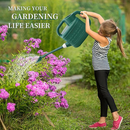 2 Gallon Watering Can, Garden Watering Can Outdoor, Plant Water Can with Removable Long Spout and Stainless Steel Sprinkler Head, Large Plastic Outdoor Watering Cans for Gardening Flower Plants