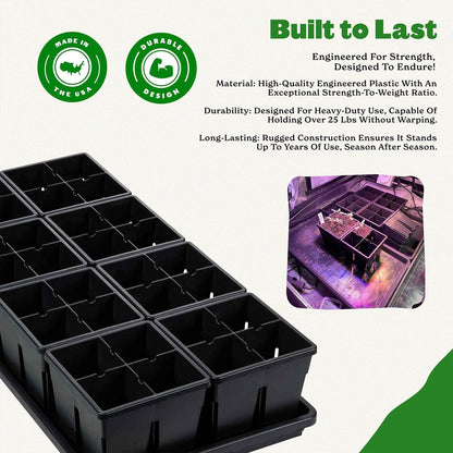 Epic Gardening Reusable Universal Bottom Tray - Epic 1020 Universal Bottom Tray - 10 Trays - Easy Watering Seed Starting Trays - Gardener Friendly Plant Trays for Seedlings | UV-Treated BPA-Free