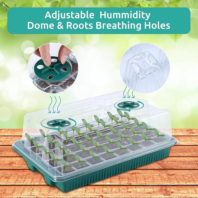 Seedfactor 2 Packs Seed Starter Tray with Grow Light, 40-Cell Seedling Starter Trays Kit with Automatic Timer, Adjustable Light, Full Spectrum, Humidity Dome, Seedling Tray for Plants Indoor-Clear