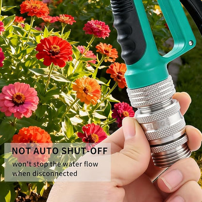 Garden Hose Quick Connect, Solid Stainless Steel 3/4 inch GHT Quick Connector Hose Fitting, Leak Proof up to 120 PSI Water Hose Connectors Adapter, Premium Garden Hose Disconnect(1 Set)