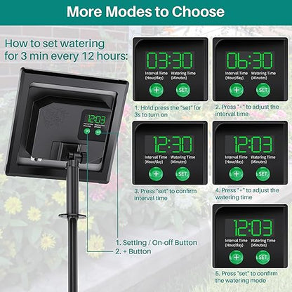 Biling Solar Drip Irrigation System, 3W Drip Irrigation Kit Digital Programmable Smart Watering for 15 Potted Plants Outdoor Indoor Garden