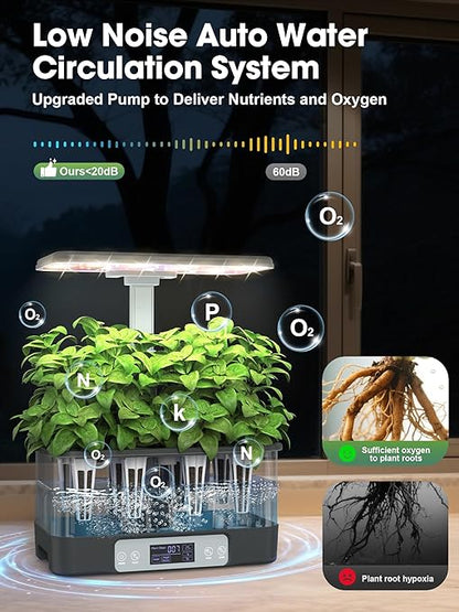 Hydroponics Growing System Kit, 8 Pods Smart Indoor Herb Garden with WiFi App Control, Seeds Pod Kit,LED Grow Light,Stainless Steel Herbs Planter for Lettuce,Basil,Gardening Gifts