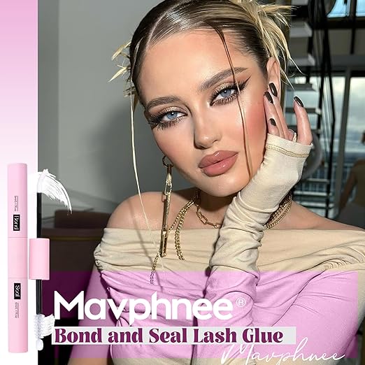 Mavphnee Lash Bond and Seal Clear Strong Hold Eyelash Adhesive Quick Drying Cluster Lash Glue 72Hours Long Lasting 2 in 1 Eyelashes Glue for DIY Lash Extensions Waterproof Cluster Glue