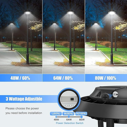 Outdoor LED Post Top Light (5000K-with Built-in Sensor, 100 Watt-10Pack)