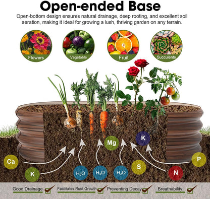 4x2x1ft Oval Galvanized Raised Garden Bed Outdoor 9-in-1 Large Metal Modular Planter Box Raised Beds for Gardening,Vegetables,Fruits,Flowers & Herbs (Brown)