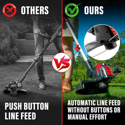 MZK 20V 12'' Cordless String Trimmer, Grass Trimmer&Edger with 8 Replacement Spools, Battery Powered Weed Trimmer with Auto Line Feed for Lawn,Garden(2 * 2AH Battery and Charger Included)