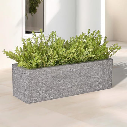 24 Inch Rectangular Concrete Planter,Durable All-Weather Use with Drainage Holes,Large Rectangular Planter for Outdoor Indoor Plants