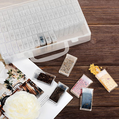 64-Slots Seed Storage Organizer Box with Label Stickers, Seed Storage Container for Flower Plants, Seeds & Bulbs, Flower, Vegetable, Clover and Basil Seeds, Gardening Supplies & Organizer