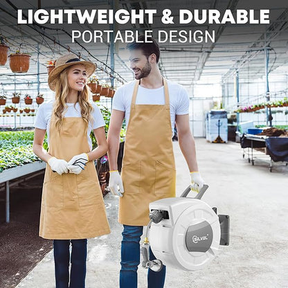 SILVEL Retractable Garden Hose Reel,1/2 in x 75ft Wall Mount Heavy Duty Automatic Hose Reel with 10 Pattern Nozzle, Any Length Lock & Slow Return System, 180°Swivel Bracket Upgraded UV Resistant