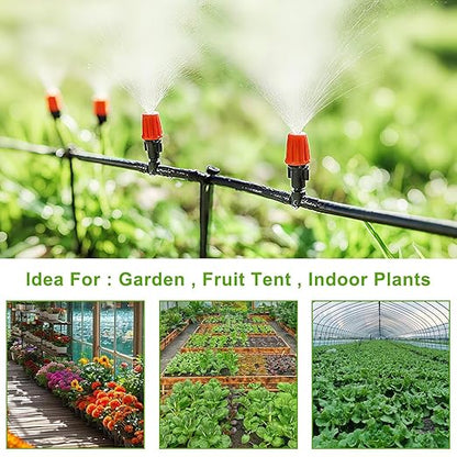 Drip Irrigation Kit 131FT 158PCS with 1/4" Black Distribution Tubing, Automatic Watering System for Garden, Greenhouse, Patio, Flower Bed, Lawn