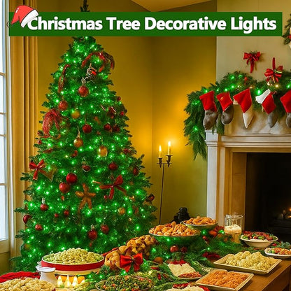 Upgraded Connectable 200 LED String Lights Indoor Outdoor, 66FT Green Halloween Lights Waterproof, 13 Modes Twinkle Fairy Lights Plug in Clear Wire for St. Patrick's Day, Bedroom, Classroom Decor