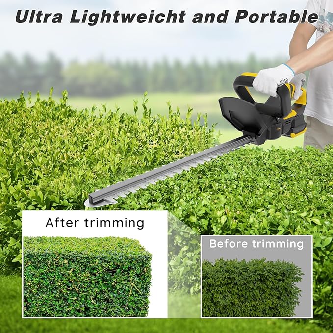 Hedge Trimmer for Dw 20V Battery,Hedge Trimmer Cordless with 22'' Dual-Action Blade and 3/5'' Cutting Capacity,1600RPM& Safety Lock (Battery Not Included)